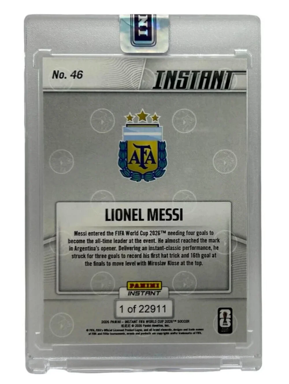 2026 Panini Instant FIFA World Cup #46 Lionel Messi Argentina Ties Goals Record